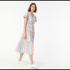SOLD J Crew NWT Rainbow Gingham wrap dress size 6